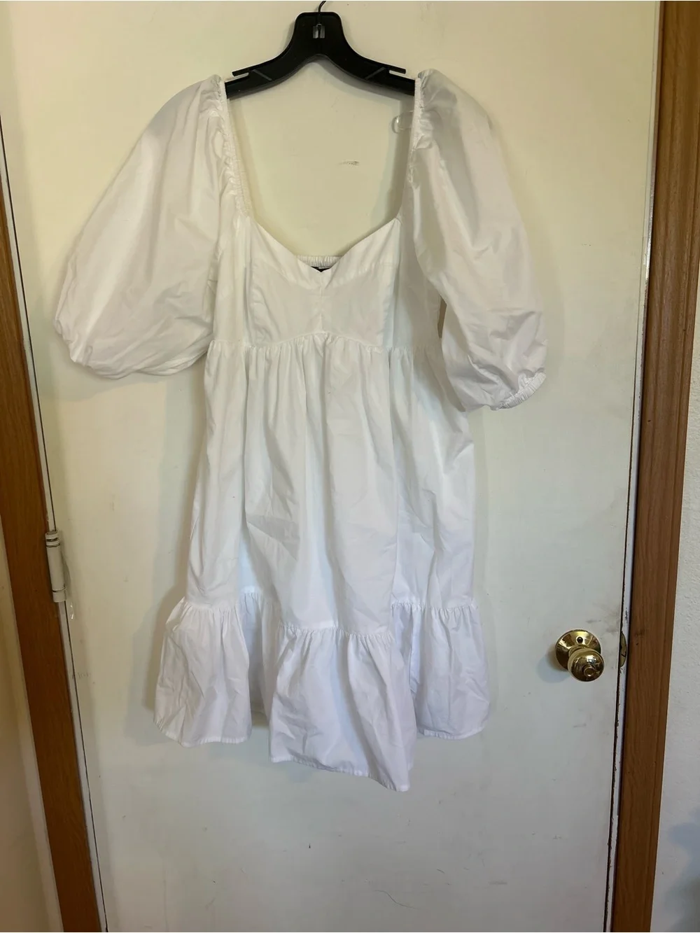 Banana Republic White Puff-Sleeve Babydoll Dress